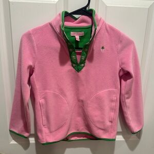 Girls size 8- Lily Pulitzer Pink Pullover Fleece with Green Trim